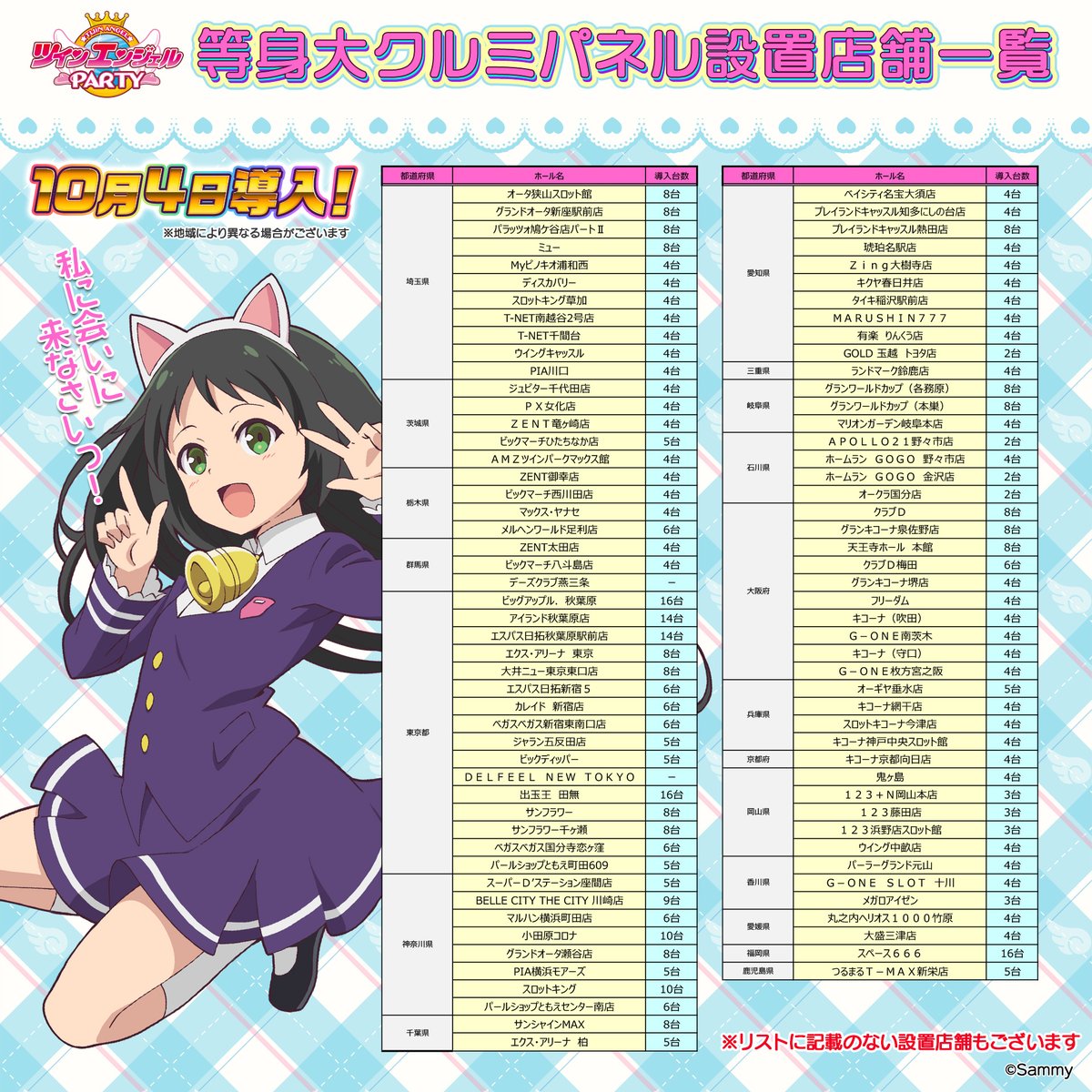 等身大クルミパネル参上 10 4導入 パチスロ ツイン ゴッド速報