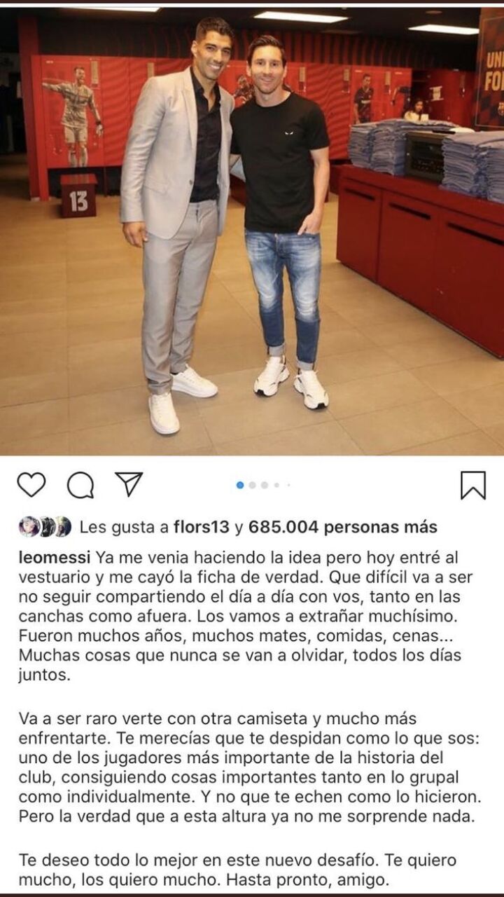 悲報 メッシさん アトレティコヘ移籍する盟友スアレスに別れを告げる Twitterまとめ サカクボ速報 サッカーまとめ