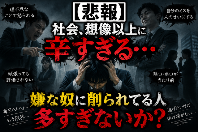 【悲報】社会、想像以上に辛すぎる…嫌な奴に削られてる人多すぎないか？