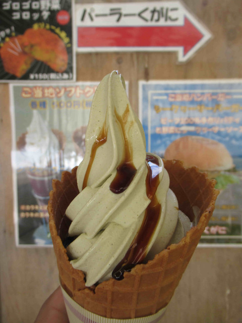 道の駅おおぎみやんばるの森のカラキソフト。シナモンです。