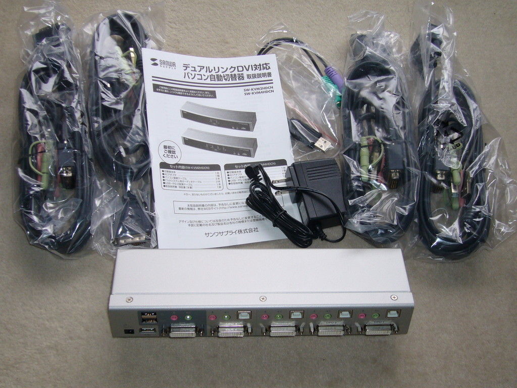 サンワサプライ デュアルリンクDVI対応パソコン自動切替器(4:1) SW