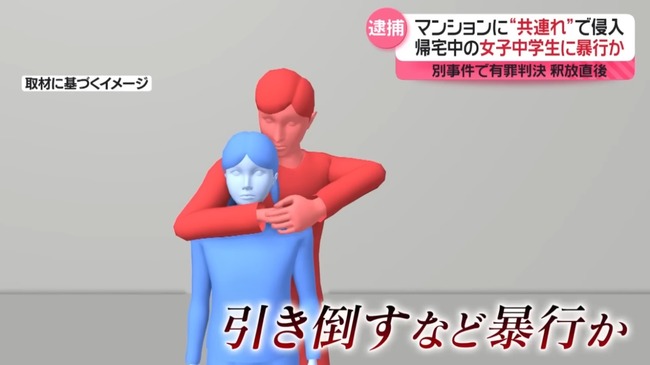 拘置所から釈放されたばかりの男、女子中学生にわいせつ目的で暴行　逮捕・送検