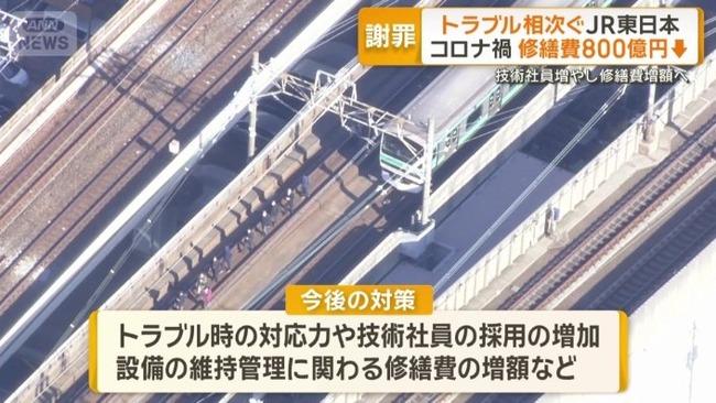 JR東日本で相次ぐ大規模輸送トラブルについて社長が謝罪　背景にコロナ禍による修繕費削減か