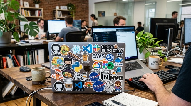 IT系職場に必ず居るやつ「ノートPCに糞ダサいシール貼りまくり奴」「ポニーテールおじ」あとは？w