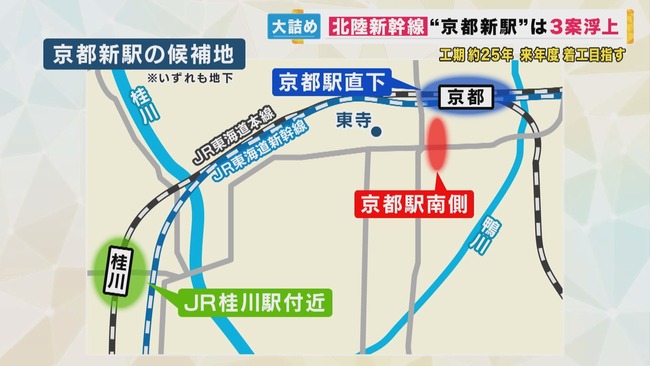 北陸新幹線・新京都駅の場所3案　いよいよ議論大詰め