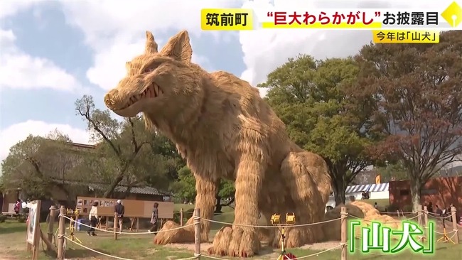 【画像】福岡県筑前町の巨大「わらかがし」ことしは「山犬」