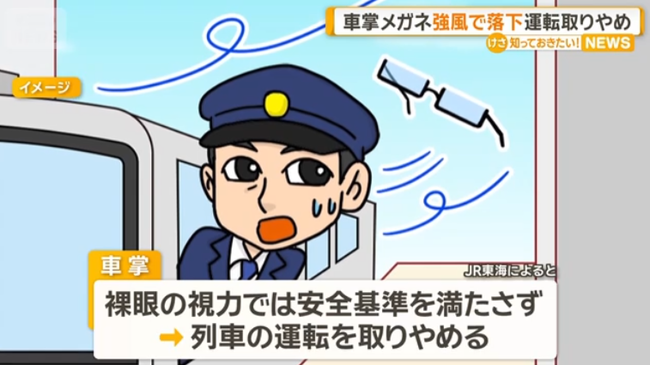 強風で車掌のメガネ飛ぶ… JR東海道線で列車の運転を取りやめ
