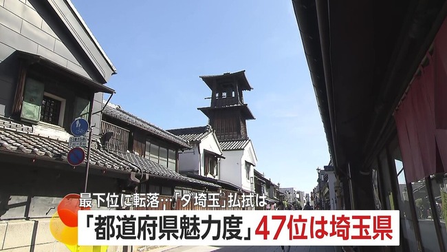 【悲報】埼玉県さん、茨城を馬鹿にしてたら都道府県魅力度ランキング最下位に落ちる