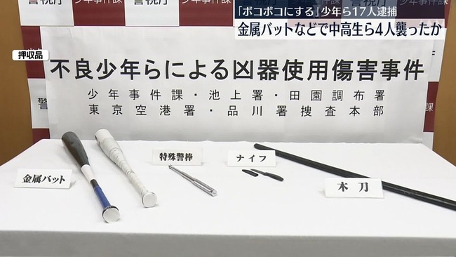 「今日は祭りだ」金属バットなどで中高生らを襲撃した男ら17人を逮捕