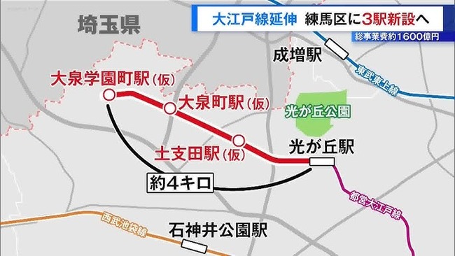 都営大江戸線、大泉学園町に向け延伸へ… 2040年頃開業予定で3駅新設