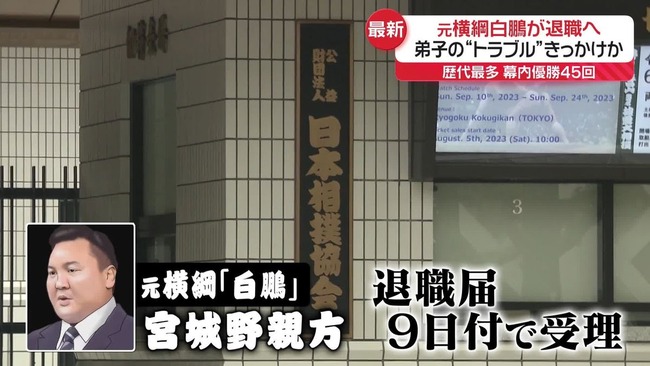 相撲協会退職した白鵬、新国際大会発足を目指す 相撲協会退職した白鵬、新国際大会発足を目指す