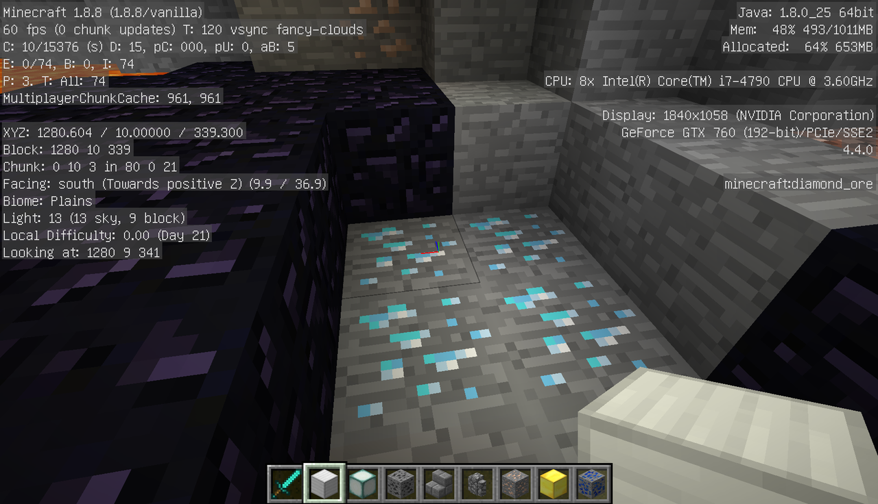 Minecraft 鉱物を避けて岩盤まで掘ってみる ゴリラがゲームをやってみた