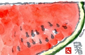 072709 絵手紙すいか