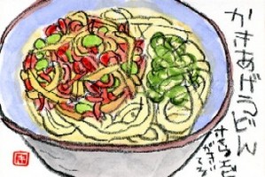 102008 絵手紙かき揚げうどん