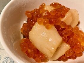 らんらんの絵手紙日記 いくら ホタテ丼 らんらんの絵手紙日記 いくら ホタテ丼