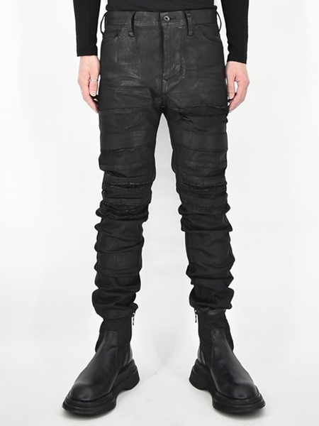 JULIUS[ユリウス] / GORDINI COATING DENIM CRUSH SKINNY PANTS  コーティングデニムクラッシュスキニーパンツ 819PAM6-C -BLACK- / GORDINI 大阪