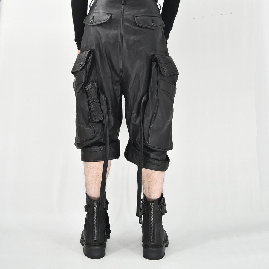 Y2K 00's ARCHIVES 本革 レザーガスマスクカーゴショーツ _JULIUS 859PAM7 LEATHER GAS MASK SHORT PANTS : GORDINI