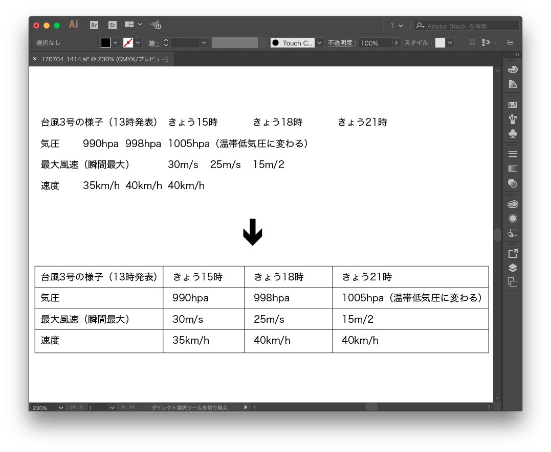 開発中 自動タブ区切りと自動罫線スクリプト Illustrator Scripting Gorolib Design はやさはちから