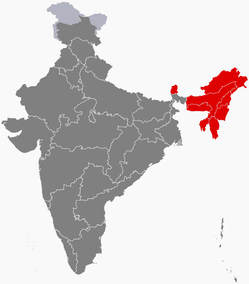 インド北東部地図NEとシッキム