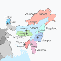 インド北東部地図拡大