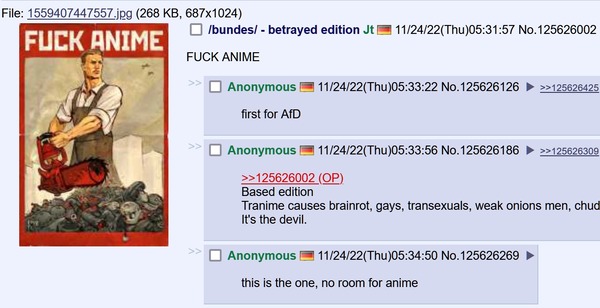 ドイツ人、日本戦敗戦にブチギレてアニメキャラを殺戮する画像を投稿してしまう