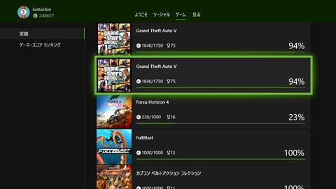Xboxone Gotochinが実績コンプしたらしい