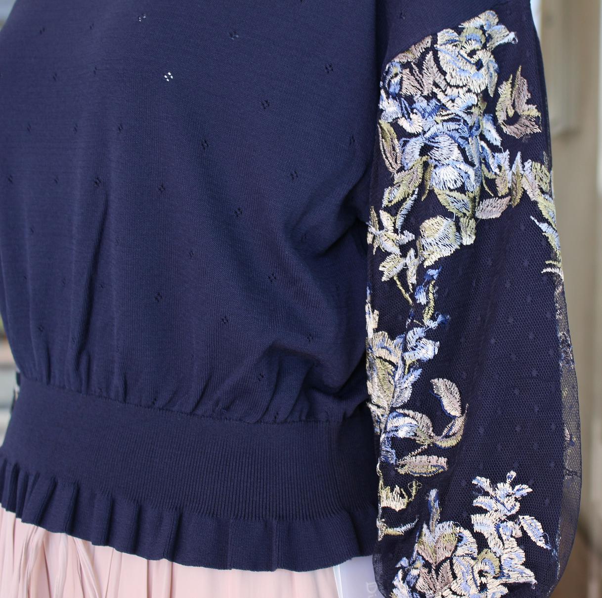 GRACE CONTINENTAL ドットチュール刺繍ニット : G R E A T