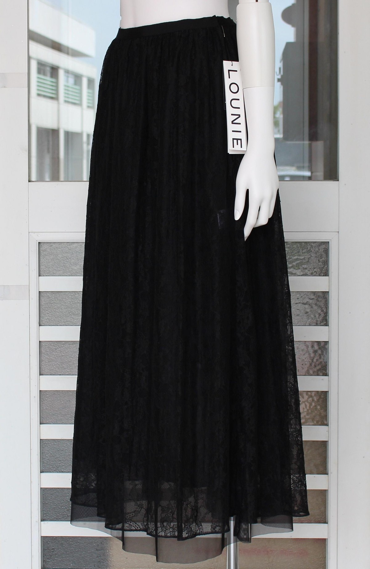 lounie ルーニィ 羊革スカート サイズ38(M) ブラック スカート ひざ丈