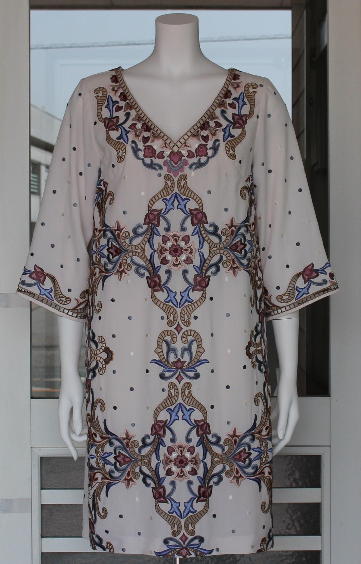 めです ビンテージ カフタンワンピース エスニックワンピース R0ogb M トルコ 刺繍ワンピース ロンハーマ