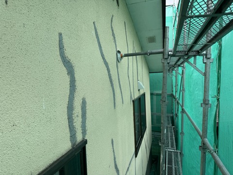 既存の外壁補修跡