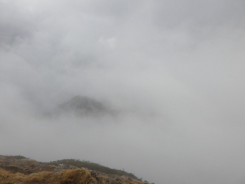 山頂付近は猛烈な風と山霧！？