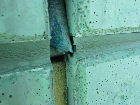 シーリングの下でバッカー材が浮き上がっていました