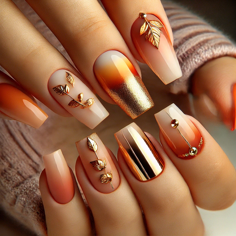 夕焼けをイメージした秋ネイル