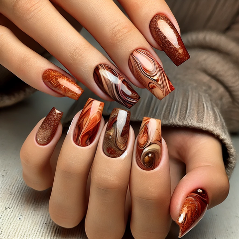 秋っぽいマーブル模様