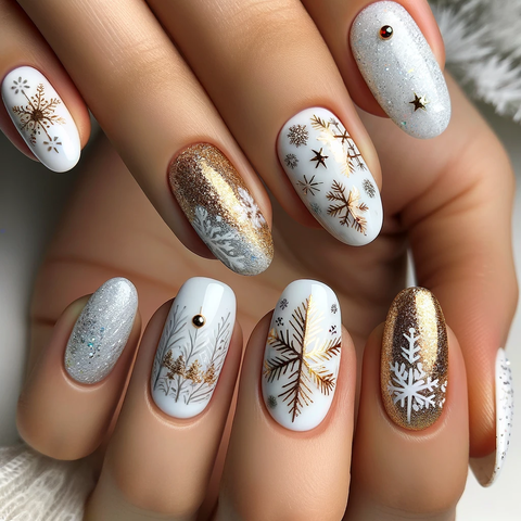 ホワイト、ゴールド、シルバーだけを使ったクリスマスイメージ