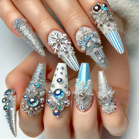 冬のド派手なギャルネイル