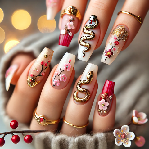 大晦日の巳年ネイル