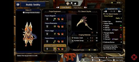 Mhrise オトモ武器だけど 禍々しい布と素朴な素材で龍属性武器作れるね モンハンライズ モンハンまとめ速報 モンハンライズ サンブレイク攻略