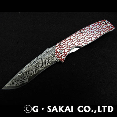 ジェントルマンナイフダマスカス G柄レッド