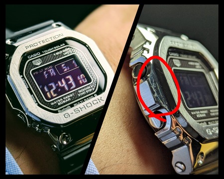 愛用のフルメタルG-SHOCK、勲章のような小傷が…。そのメタルケースだけ