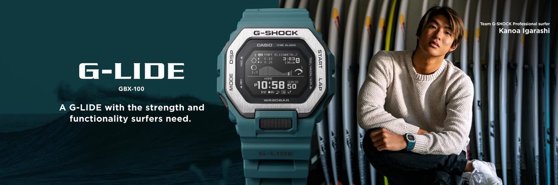 新G-LIDE、GBX-100のメインキャラクターはプロサーファーの五十嵐カノア選手。G-SHOCKシンガポール。 : great G-SHOCK  world