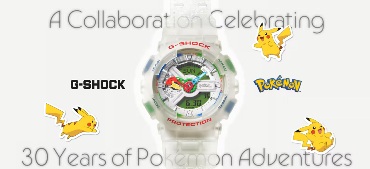 正式発表】ポケモンの30周年記念コラボ「GA-110PKM-7AJR」！スケルトン