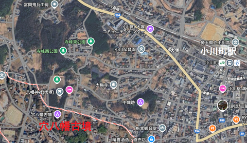 PNG 所在地マップ　穴八幡古墳（小川町）