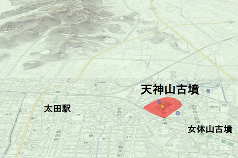 PNG 天神山古墳（太田市）3D所在地マップ
