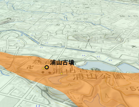 PNG 浦山古墳(久留米)3D所在地マップ