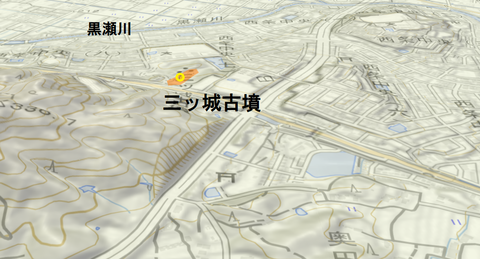 PNG三ッ城古墳 3D所在地マップ