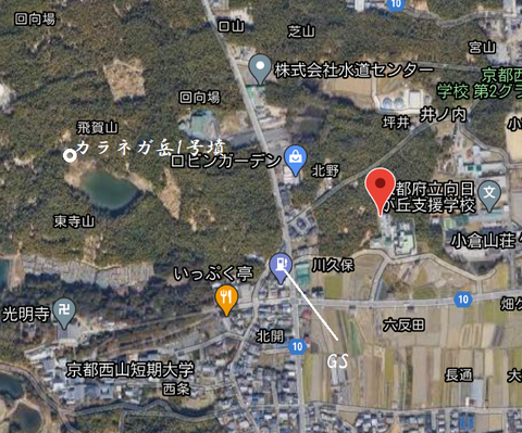 PNG カラネガ岳1号墳（長岡京市）　場所