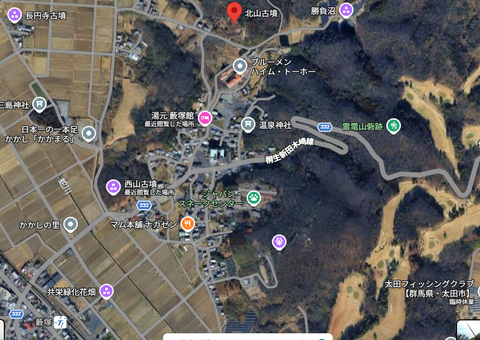 PNG 所在地マップ　北山古墳（太田市）
