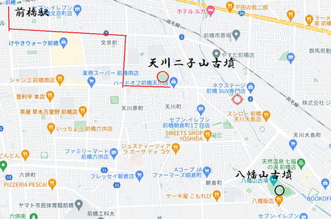 PNG 天川二子山古墳と八幡山古墳所在地マップ（前橋市）23年6月11日