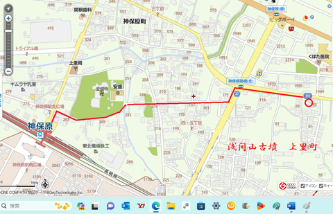 PNG浅間山古墳（上里町）神保原からのルート